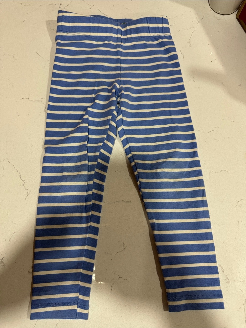 Mini BODEN girl’s Blue and White Striped Kids Leggings size 4-5y